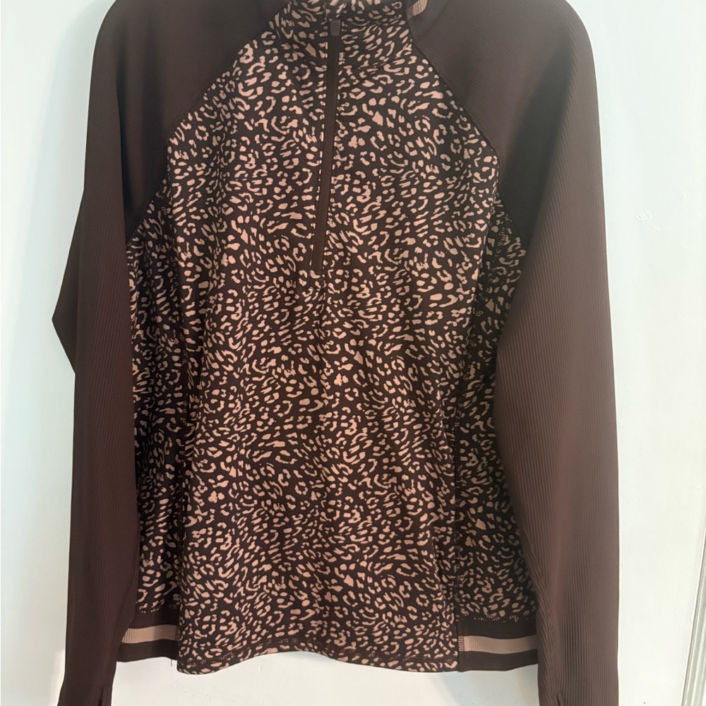 T by Talbots, Like new Performance Interlock half-zip pullover, Brown and Black